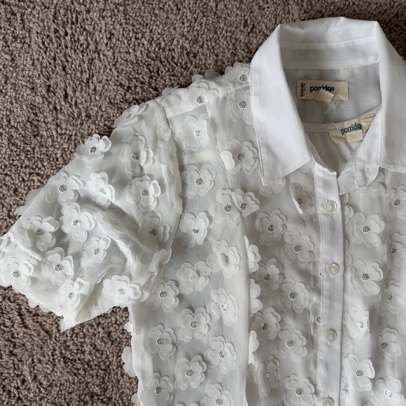 Anthropologie X Porridge 3-D White Floral Shirt Dress - Picture 4 of 4